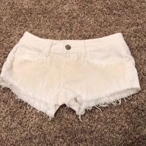 American Eagle White Sequin Jean Shorts Sz 0